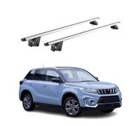 OMAC Barre portapacchi per portapacchi compatibili con Suzuki Vitara mk4 2015-2025, in alluminio ABE da 100 kg, argento, 2 pezzi, barre chiuse per portabiciclette, box da tetto, portasci per carichi