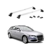 OMAC Barre portapacchi portapacchi compatibili con Audi A4 B8 Avant 2008 - 2015 in alluminio ABE 100 kg, colore argento, 2 pezzi, barre chiuse per portabici, box da tetto, portasci telescopiche per