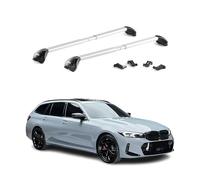 OMAC Barre portapacchi portapacchi compatibili con BMW serie 3 Touring F31 G21 2012 - 2025 in alluminio ABE da 100 kg, argento, 2 pezzi, barre chiuse per portabiciclette, box da tetto, portasci