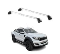 OMAC Barre portapacchi portapacchi compatibili con Ford Ranger 2011-2025, 4 porte, in alluminio, ABE, 100 kg, argento, 2 pezzi, barre aperte per portabici, box da tetto, portasci telescopiche per
