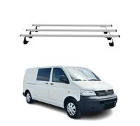 OMAC Barre portapacchi portapacchi compatibili con VW T5 Caravelle 2003 - 2015, in acciaio, 75 kg, colore: argento, 3 pezzi di fissaggio per portabici, box da tetto, portasci