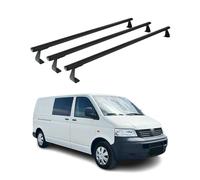 OMAC Heavy Duty Barre Portatutto Trasversali Compatibili con VW T5 T6 Transporter Multivan Caravelle 2003-2024 - 3 Stangen - Alluminio Nero