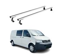 OMAC Heavy Duty Barre Portatutto Trasversali Compatibili con VW T5 T6 Transporter Multivan Caravelle 2003-2024 - 2 Stangen - Alluminio Argento