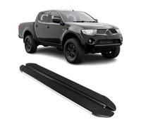 OMAC Pedane Laterali Seitenschutz compatibile con Mitsubishi L200 DoubleCab Triton 2005-14 Nero-Argento