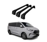 OMAC Portabiciclette da tetto Supporto base compatibile con Ford Transit Custom/Tourneo Custom 2023-2025 Alluminio 75kg Nero 3 pezzi Punti fissi per portabiciclette, scatole da tetto, portasci