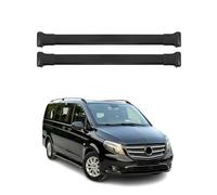 OMAC Portapacchi base compatibile con Mercedes Vito W447 2014-2025 in alluminio 75kg Nero 2 pezzi Barra aperta per portabiciclette, scatole da tetto, portasci con chiusura