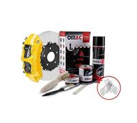 OMAC Set completo di vernice per pinza freno per auto, detergente per freni e agente indurente, resistente al calore, compatibile con 4 pinze freno, 7 pezzi