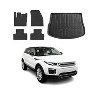 OMAC Set di tappetini per auto per tutte le stagioni, compatibili con Range Rover Evoque 2012 - 2022, vestibilità 3D, bordo alto, tappetini in gomma per tutte le stagioni, tappetini per bagagliaio,