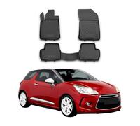 OMAC Tappetini in Gomma Tappetini Compatibili con Citroen DS3 2010-2019 TPE Tappetini Auto Nero 4X