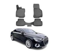 OMAC Tappetini per auto per tutte le stagioni, compatibili con Audi A3 2021-2022, vestibilità 3D, con bordo alto, tappetini in gomma TPE, nero
