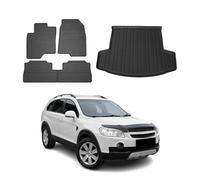 OMAC Tappetini & Vasca Baule Set compatibile con Chevrolet Captiva 2006-2018 Gomma Nero 5X