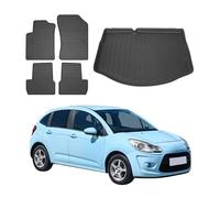 OMAC Tappetini & Vasca Baule Set compatibile con Citroen C3 Hatchback 2009-2016 Gomma 5X