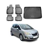 OMAC Tappetini & Vasca Baule Set compatibile con Opel Meriva B 2010-2017 Gomma TPE Nero 5X