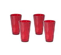 OMADA Design 4 Bicchieri Cocktail Colorati da 50 cl, in Plastica Infrangibile, lavabili in lavastoviglie, Made in Italy, linea Diamond, Rosso Rubino