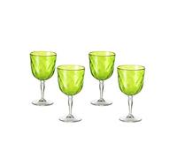 Omada Design 4 Calici da Vino in acrilico, Infrangibili, idonei utilizzo all'aperto e in lavastoviglie, Made in Italy, Linea Diamond, Verde