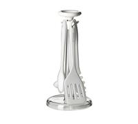 Omada Design 4 Mestoli in Silicone con Porta Mestoli in plastica, Pratici, Antiaderenti, Antigraffio e Resistenti fino a 230° C, Lavabili in Lavastoviglie, Linea Trendy, Trasparente