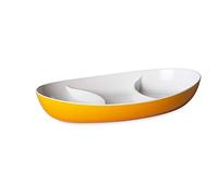 Omada Design Antipastiera Ovale, Vassoio in Plastica Bicolore da 28cm, 3 Scomparti, Lavabile in Lavastoviglie, Made in Italy, Linea Trendy, Giallo