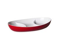 OMADA Design Antipastiera Ovale, Vassoio in Plastica Bicolore da 28cm, 3 Scomparti, Lavabile in Lavastoviglie, Made in Italy, Linea Trendy, Rosso