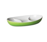 OMADA Design Antipastiera Ovale, Vassoio in Plastica Bicolore da 28cm, 3 Scomparti, Lavabile in Lavastoviglie, Made in Italy, Linea Trendy, Verde
