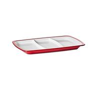 Omada Design Antipastiera Rettangolare, 3 Scomparti, in Acrilico Infrangibile, 28x20,5x2h cm, Made in Italy, Linea Square, Rosso
