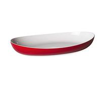 OMADA Design Piatto da Portata Grande in Plastica Bicolore, Infrangibile, 38x23x6 cm, Made in Italy, Lavabile in Lavastoviglie, linea Trendy, Rosso