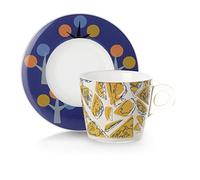 OMADA Design, Set 2 Tazze Cappuccino, Tè, in Plastica Infrangibile con 2 Piattini, Linea Plexart