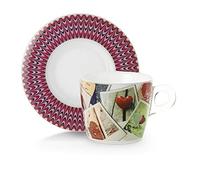 OMADA Design, Set 2 Tazze Cappuccino, Tè, in Plastica Infrangibile con 2 Piattini, Linea Plexart