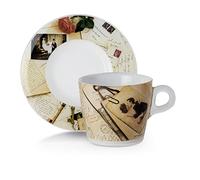 OMADA Design, Set 2 Tazze Cappuccino, Tè, in Plastica Infrangibile con 2 Piattini, Linea Plexart