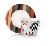 OMADA Design, Set 2 Tazze Cappuccino, Tè, in Plastica Infrangibile con 2 Piattini, Linea Plexart