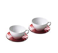 Set 2 Tazze Caffè o Tè in Porcellana + 2 Piattini Colorati, 350ml, Omada Design