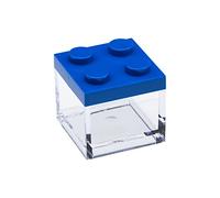 Omada Design set 24pz scatolina tipo mattoncino in plastica trasparente con tappo colorato 5x5x5 cm,100% made in Italy (24 Pezzi Blu)