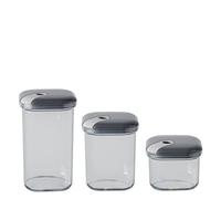 OMADA Design - Set 3 barattoli ermetici trasparenti con guarnizione idonei per alimenti - Made in Italy - Linea Pull Box