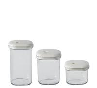 OMADA Design - Set 3 barattoli ermetici trasparenti con guarnizione idonei per alimenti - Made in Italy - Linea Pull Box