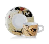 OMADA design Set 4 Tazzine da Caffè con Piattino, capacità 6 cl, in Plastica Infrangibile, Lavabili in Lavastoviglie, linea Plexart, Varie Fantasie, per Bar, Ristoranti e Privati