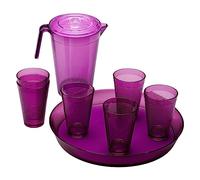 Omada Design Set 6 Bicchieri Cocktail/Bevande da 400 ml, con Vassoio e Caraffa da 2,1 L, Linea Samba