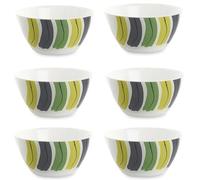 OMADA Design, Set 6 ciotole da 12 cm da 0,5 L con interno bianco e decoro esterno, in plastica infrangibile, impilabile e lavabile in lavastoviglie per bar o ambienti all’aperto, linea Plexart