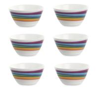 OMADA Design, Set 6 ciotole da 12 cm da 0,5 L con interno bianco e decoro esterno, in plastica infrangibile, impilabile e lavabile in lavastoviglie per bar o ambienti all’aperto, linea Plexart