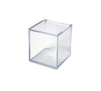 OMADA Design Set 6 scatole trasparenti con coperchio, in plastica, 8x8x8 cm, scatole per idea regalo, bomboniere, collezionismo, rose stabilizzate