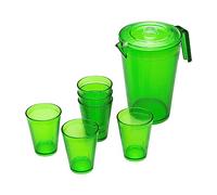 Omada Design Set Caraffa da 2,1 L con Coperchio e 6 Bicchieri Acqua da 275 ml, Linea Samba