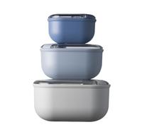 OMADA Design - Set di 3 Contenitori ermetici per alimenti quadrati da 0,4-1 - 2 L, porta pranzo con coperchio trasparente - Made in Italy - Linea Pull Box