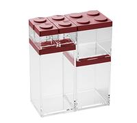 OMADA Design Set di 7 contenitori mattoncino per alimenti con coperchio impilabile e recipiente trasparente di alta qualità - Linea Brickstore