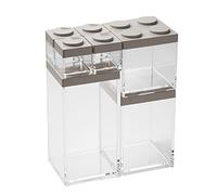 OMADA Design Set di 7 contenitori mattoncino per alimenti con coperchio impilabile e recipiente trasparente di alta qualità - Linea Brickstore