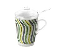 Omada Design tisaniera o tazza con filtro, coperchio e cucchiaio inclusi, 30 cl, infrangibile e lavabile in lavastoviglie, decorazione indelebile, Linea Plexart