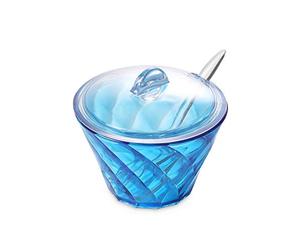 Omada Design Zuccheriera in acrilico con Coperchio e Cucchiaino, idonea ad utilizzo esterno, Lavabile in Lavastoviglie, Linea Diamond, Turchese