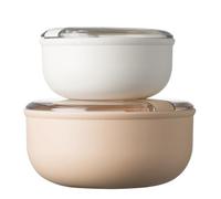 OMADA Design - Set di 2 Contenitori ermetici per alimenti rotondi da 0,75 L e 1,8 L, porta pranzo con coperchio trasparente - Made in Italy - Linea Pull Box