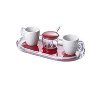 OMADA Set 2 Tazzine Caffè in Porcellana con Vassoio e Zuccheriera Acrilico