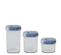 OMADA Design - Set 3 barattoli ermetici trasparenti con guarnizione idonei per alimenti - Made in Italy - Linea Pull Box