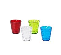 OMADA Set 4 Bicchieri Acqua Eleganti in Plastica da 30 ffetto Diamante | Bicchieri in Plastica Rigida Lavabili, 8,5x H 9,5 cm, Qualità Premium, Lavabili in Lavastoviglie, Collezione Diamond