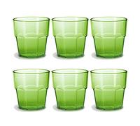 OMADA Design Set 6 Bicchieri Acqua da 30 cl, Impilabili, in Plastica per uso Esterno, Lavabili in Lavastoviglie, Made in Italy, Linea Unglassy, Verde