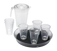 OMADA Set 6 Bicchieri Cocktail/Bevande da 400ml con Vassoio e Caraffa 2,1L